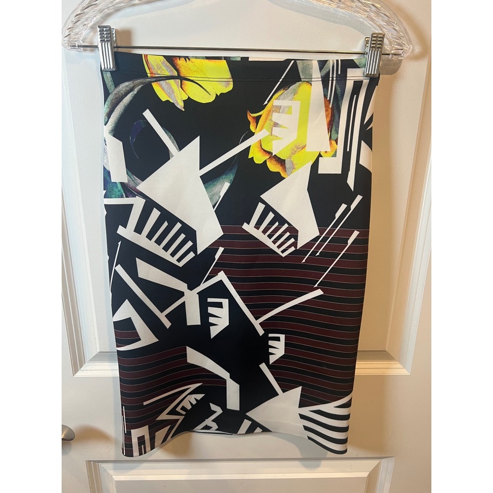 Clover Canyon Womens Pencil Skirt Geometric Floral Print Multicolor Size S